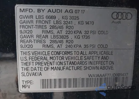 2018 Audi Q7 3.0T Premium from USA, damaged, VIN WA1AAAF77JD005437